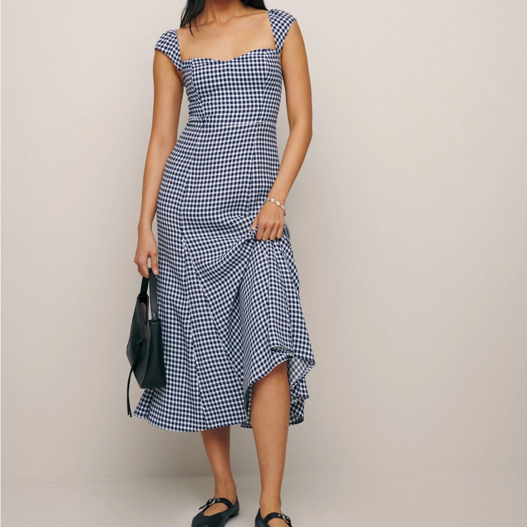 Reformation Bryson Dress In Madison Check Size 4